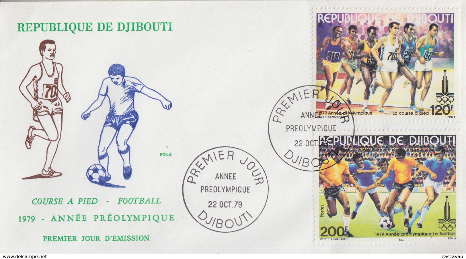 Enveloppe  FDC  1er  Jour   DJIBOUTI   Année  Préolympique    Jeux  Olympiques   MOSCOU    1980 - Verano 1980: Moscu