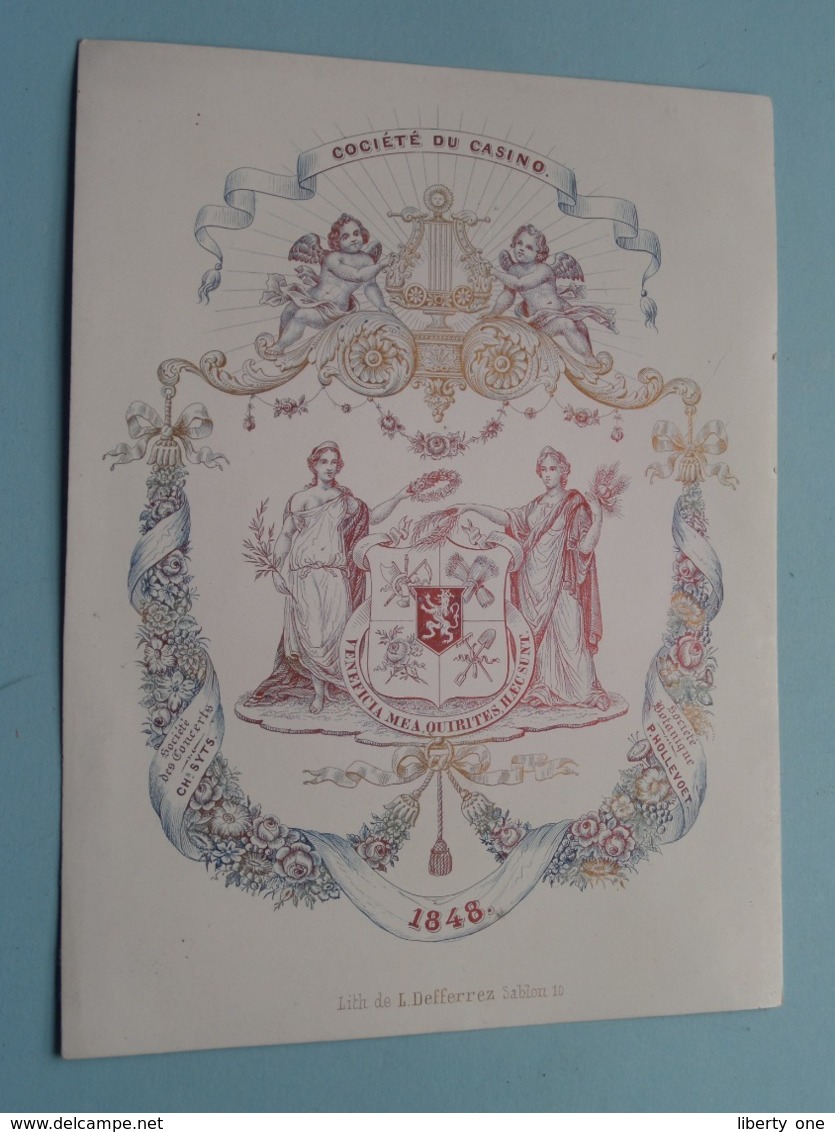 1848 > Société Du CASINO ( Ch. Syts / P. Hollevoet ) Lith. Defferrez ( Porcelein / Porcelaine ) Formaat +/- 17 X 13 Cm - Estampes & Gravures