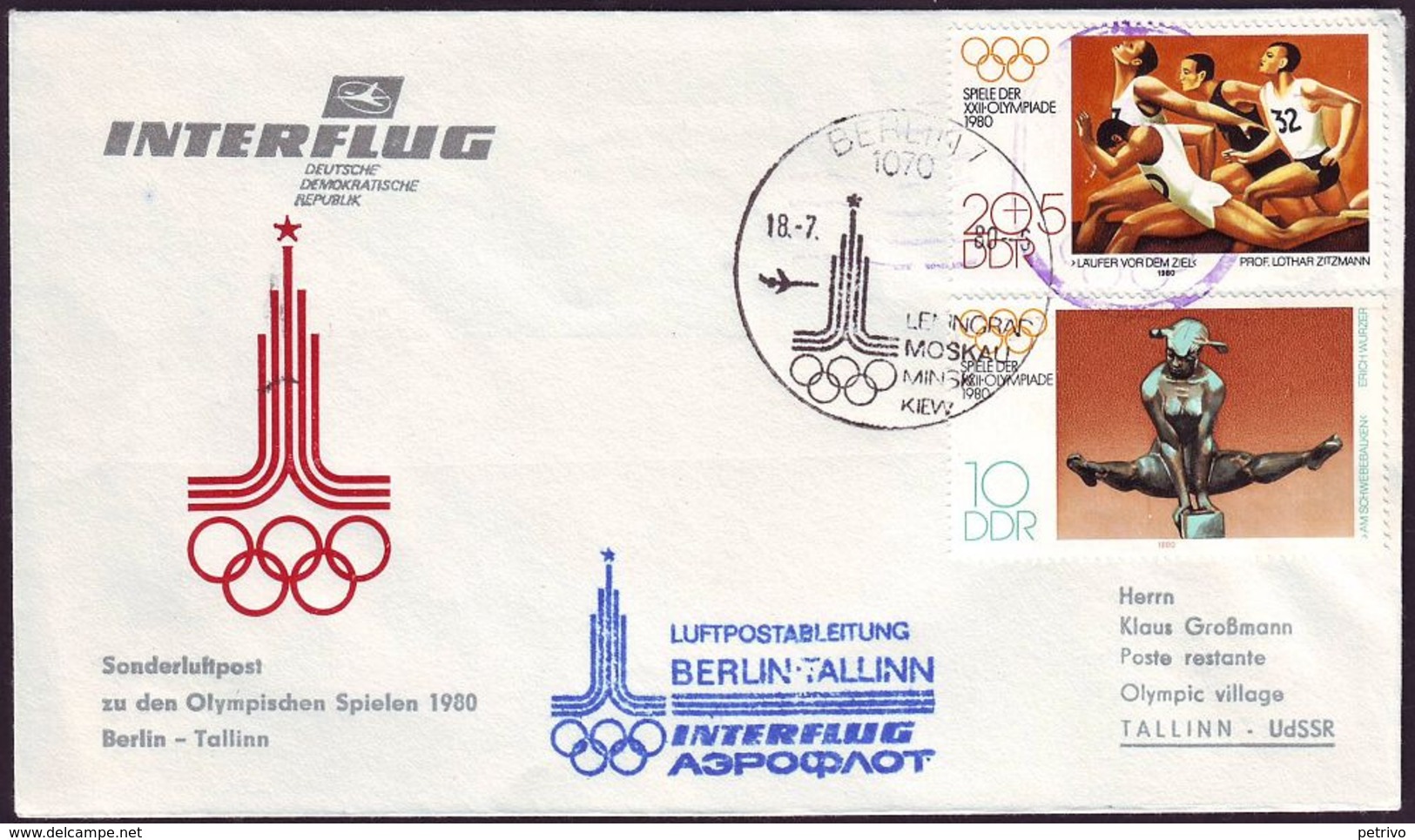 Germany - DDR - 1980 E - Olympic Games 1980 - Cover  (olympic Flight) - Zomer 1980: Moskou