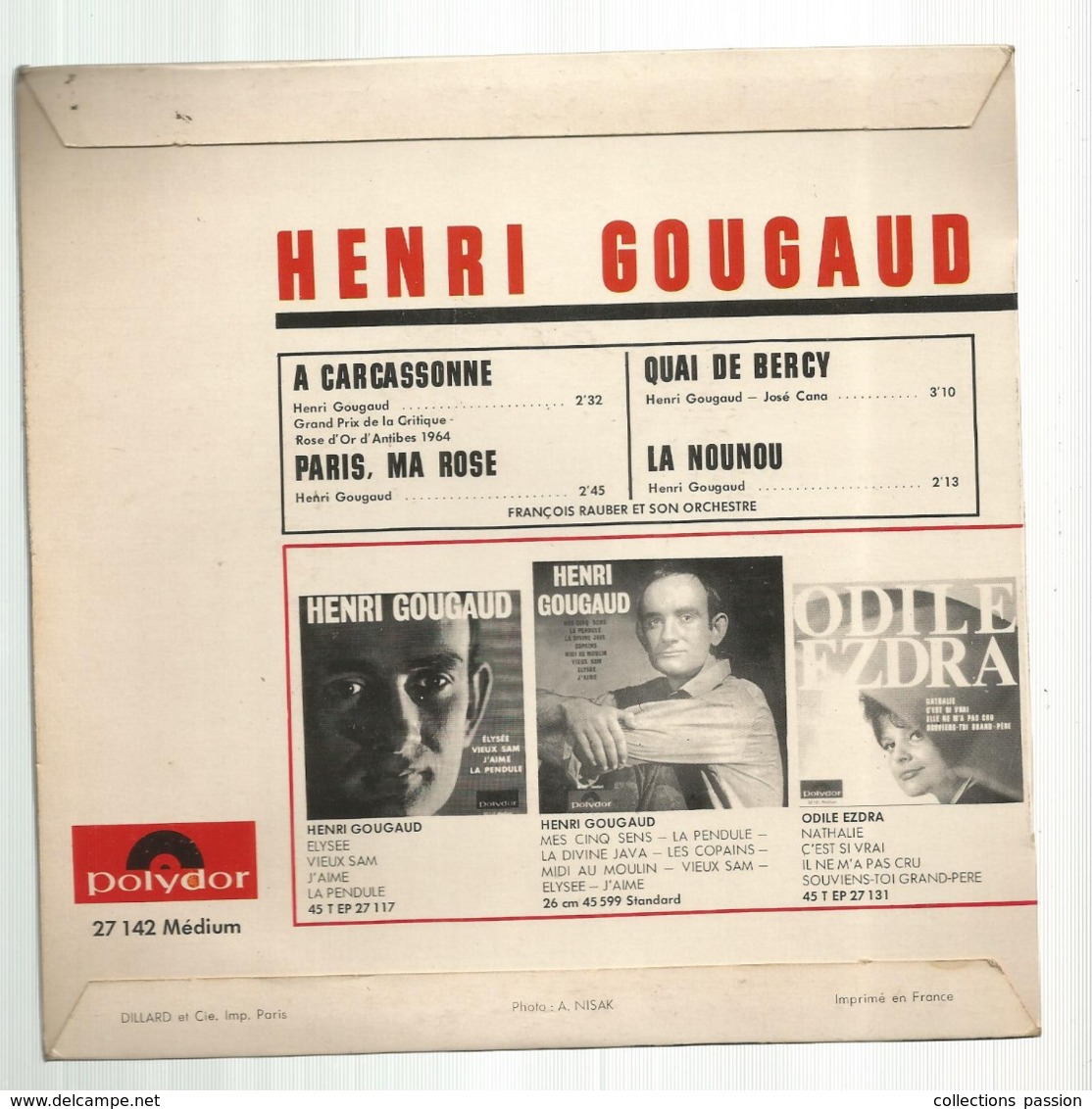 JC , 45 T ,vinyl , HENRI GOUGAUD , 2 Scans,  Frais Fr 3.50 E - Andere & Zonder Classificatie