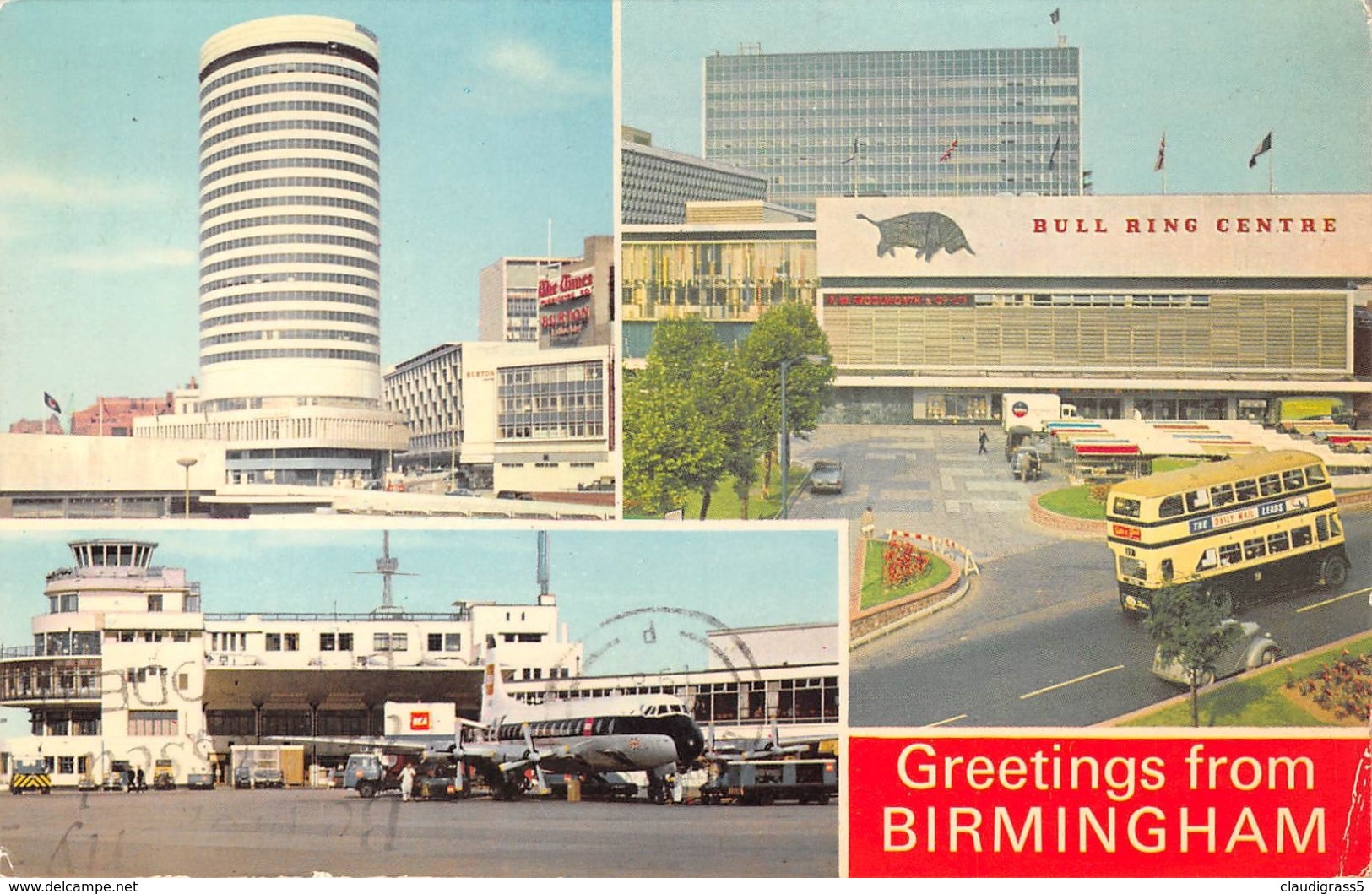 0770 "GREETINGS FROM BIRMINGHAM - VEDUTINE CON AEROPORTO" CART. ORIG. SPED. 1981 - Middlesex