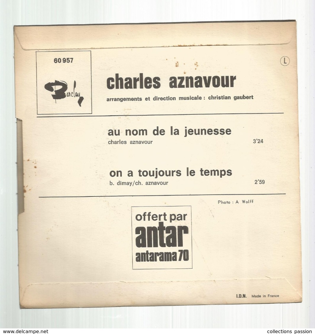 JC , 45 T ,vinyl , CHARLES AZNAVOUR , 2 Scans,  Frais Fr 3.50 E - Andere & Zonder Classificatie