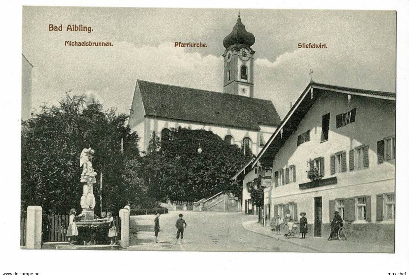 Bad Aibling - Michaelsbrunnen, Pfarrkirche, Stiefelwirt (animation)  - Pas Circulé - Bad Aibling