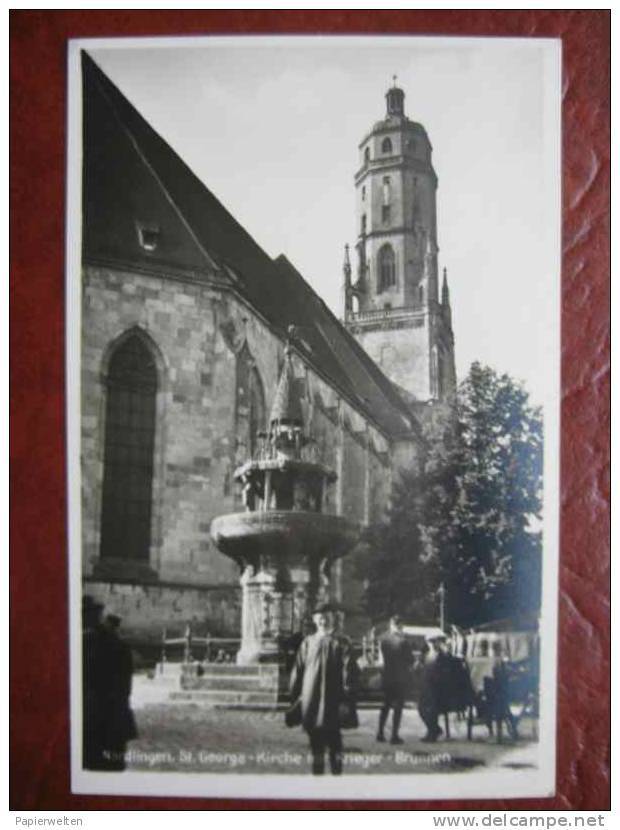 Nördlingen - St Georgskirche Kriegerbrunnen / Markt - Noerdlingen