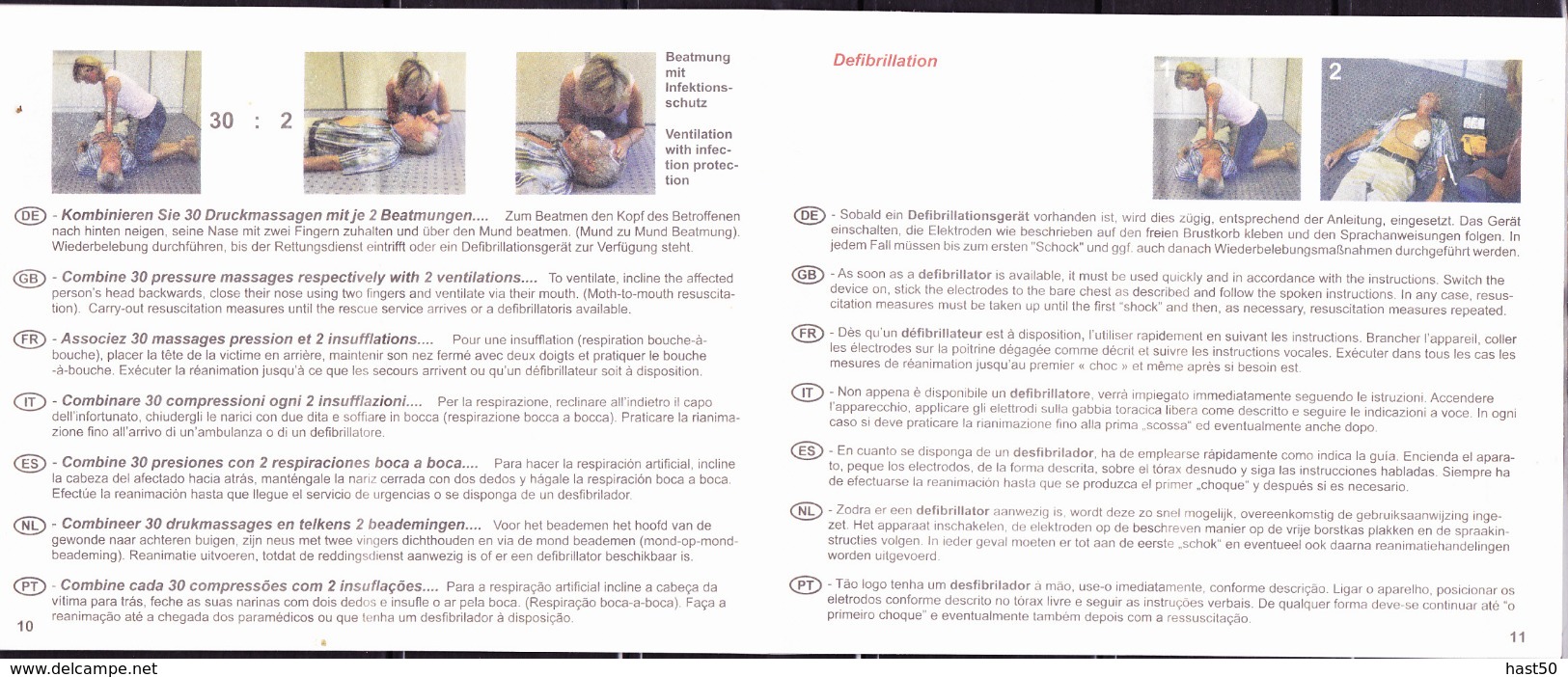 Deutschland Germany Allemagne - DRK  Erste-Hilfe-Ableitung/First aid instruction in 7 Sprachen