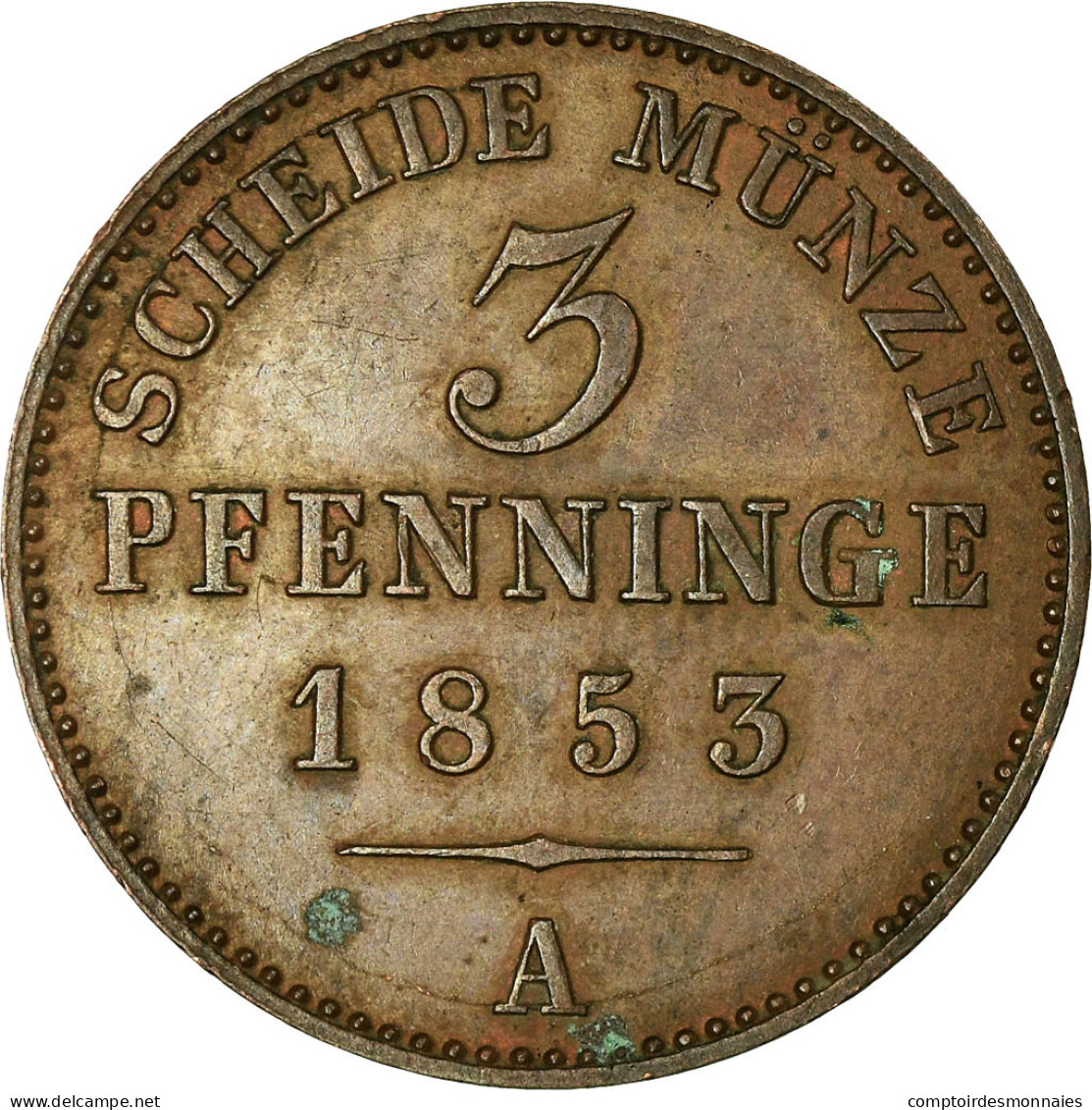 Monnaie, Etats Allemands, PRUSSIA, Friedrich Wilhelm IV, 3 Pfennig, 1853 - Petites Monnaies & Autres Subdivisions