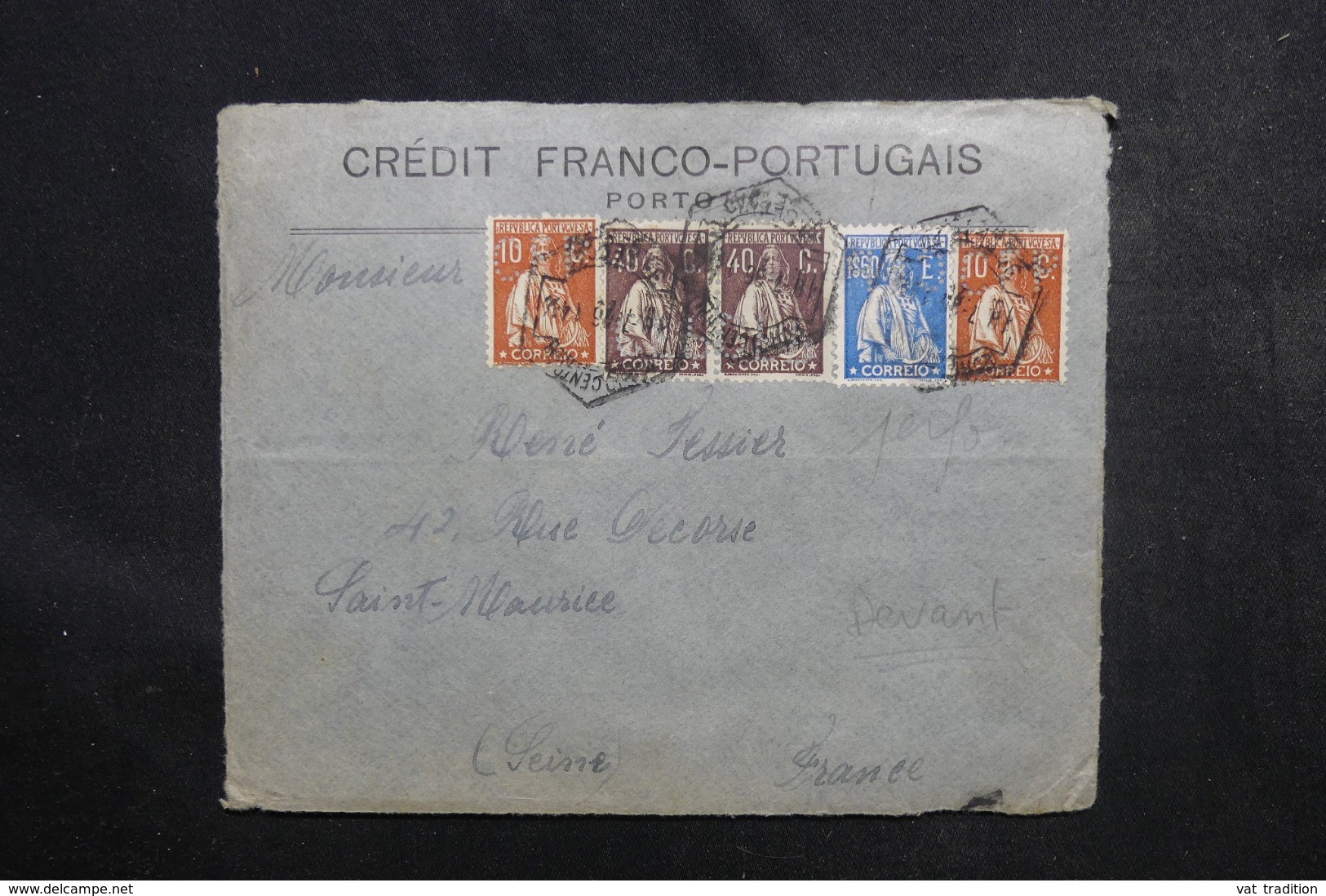 PORTUGAL - Enveloppe Commerciale ( Devant ) De Porto Pour La France , Affranchissement Perforés - L 46704 - Lettres & Documents