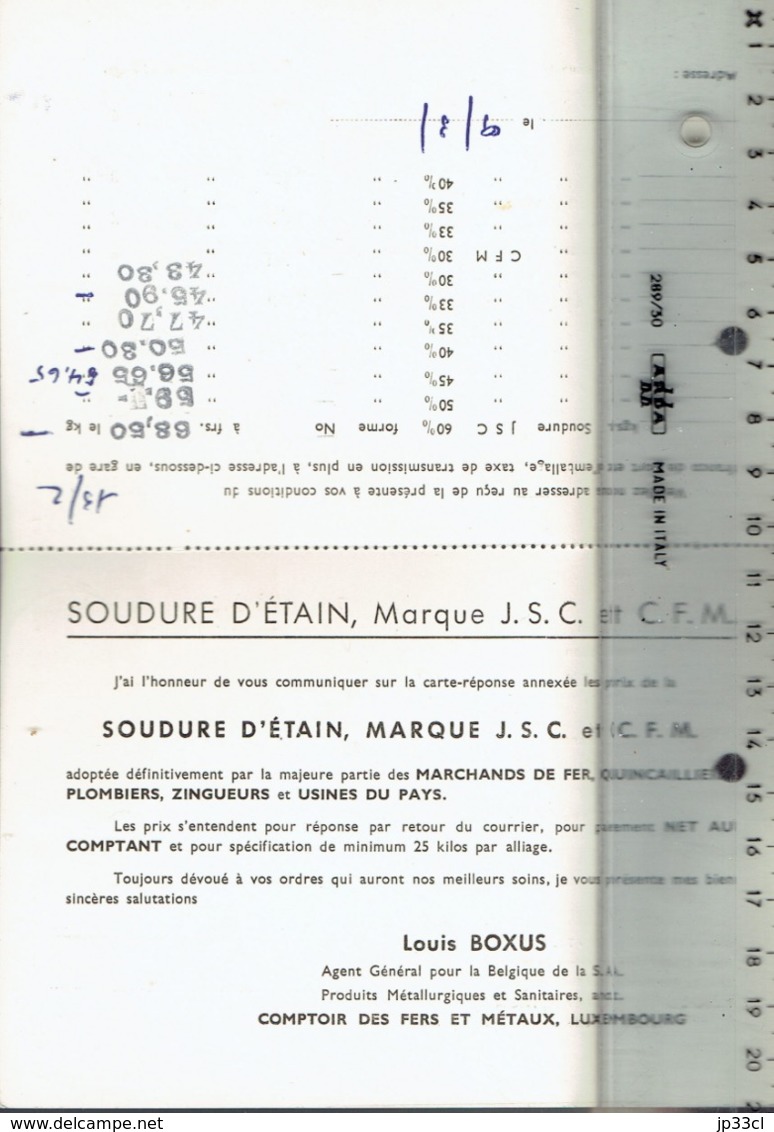 Ancienne CP Double De Louis Boxus, Soudure D'étain; Bruxelles Vers Bellefroid-Canivet, La Louvière (1948) - Old Professions