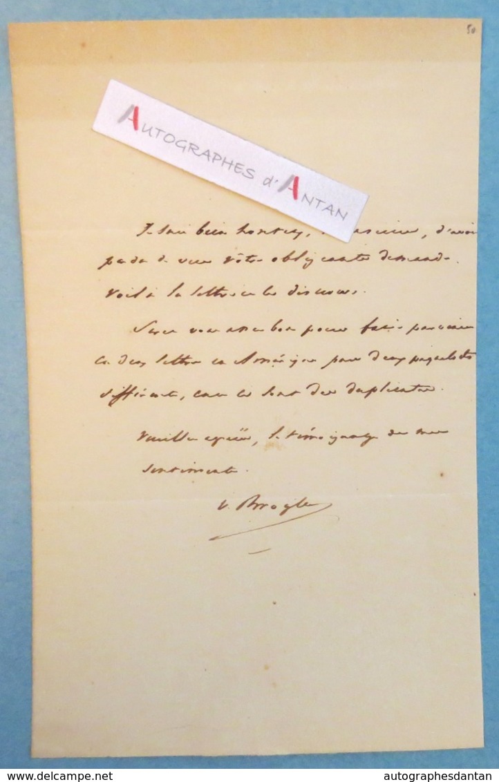 L.A.S Victor De BROGLIE Ancien Président Du Conseil - Lettres En Amérique - Lettre Autographe LAS - Other & Unclassified