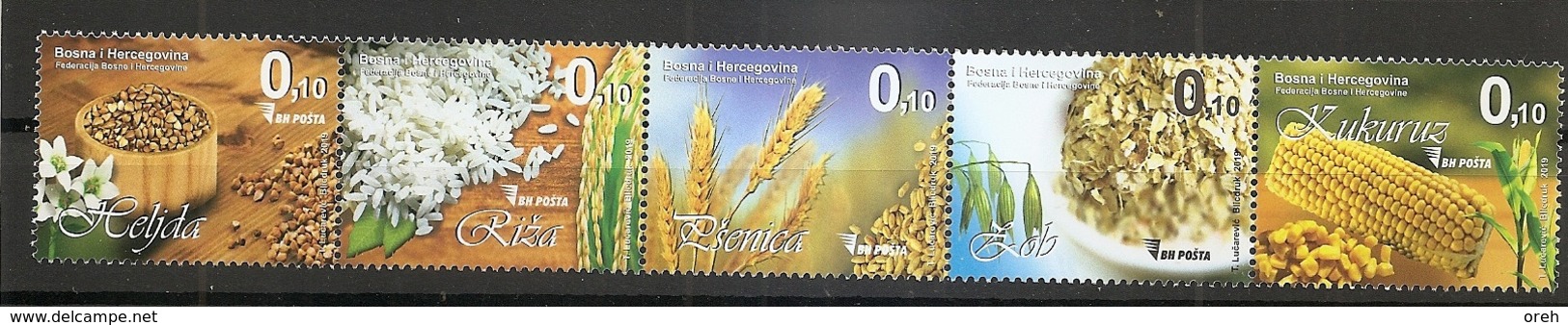 BOSNIA AND HERZEGOVINA 2019,FLORA CORNS,Cereals -Wheat, Corn, Rice, Tooth, Buckwheat,MNH - Bosnia And Herzegovina