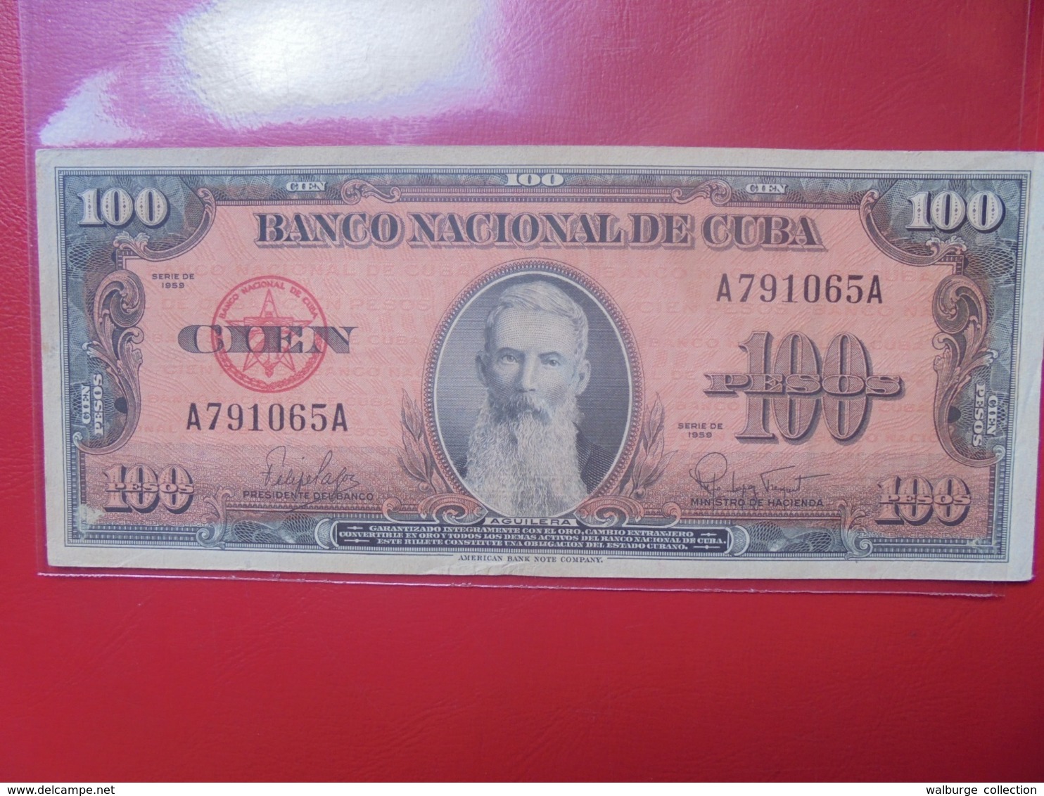 CUBA 100 PESOS 1959 CIRCULER (B.9) - Cuba