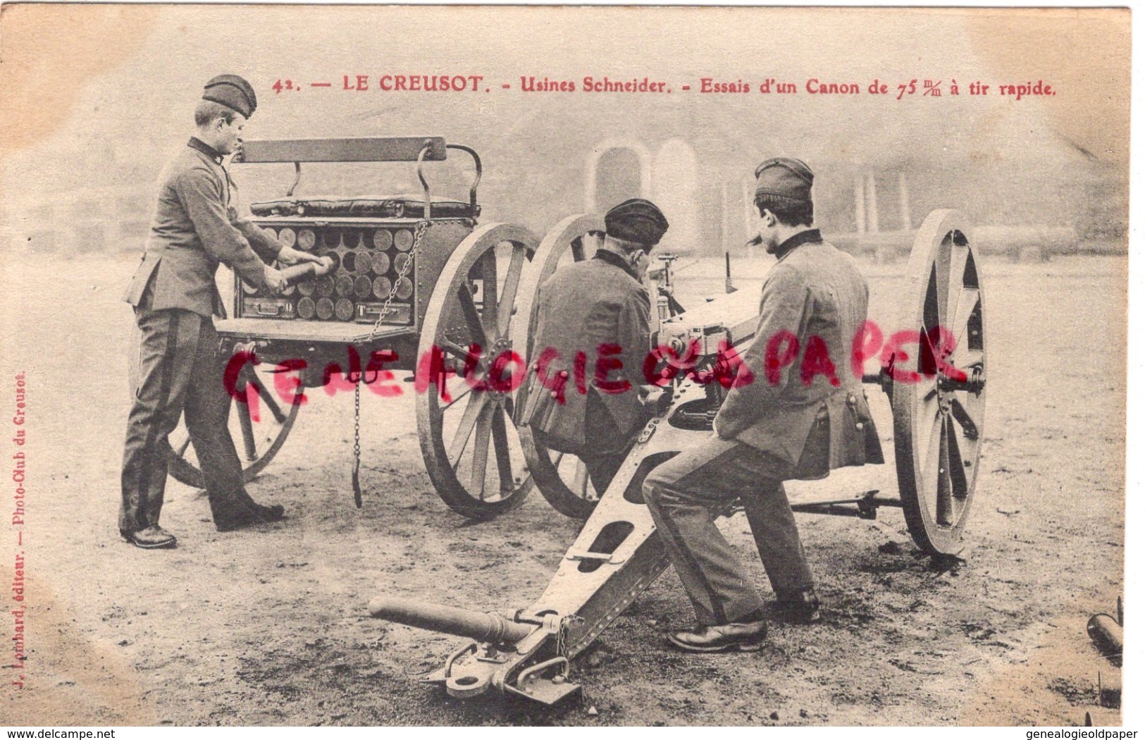 71 - LE CREUSOT - USINES SCHNEIDER - ESSAI D' UN CANON DE 75 MM A TIR RAPIDE - Le Creusot