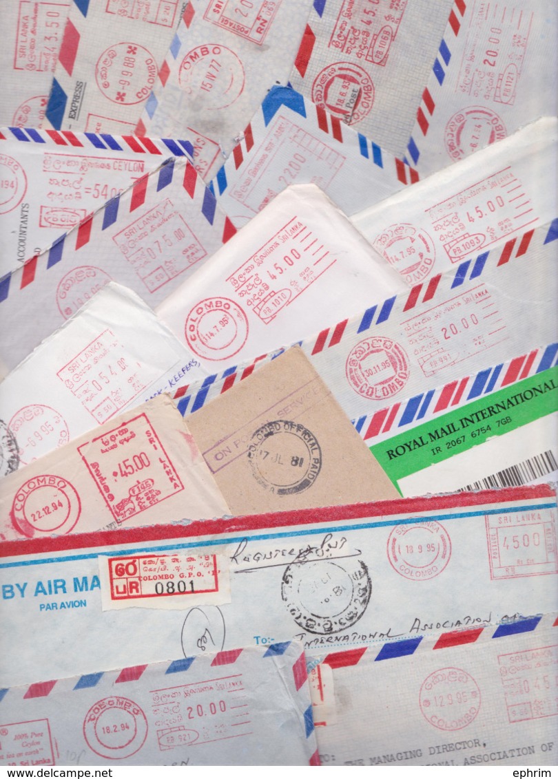 SRI LANKA CEYLAN CEYLON - Beau Lot Varié De 300 Enveloppes En Affranchissement Automatique Machine Stampless Mail Covers - Sri Lanka (Ceylan) (1948-...)