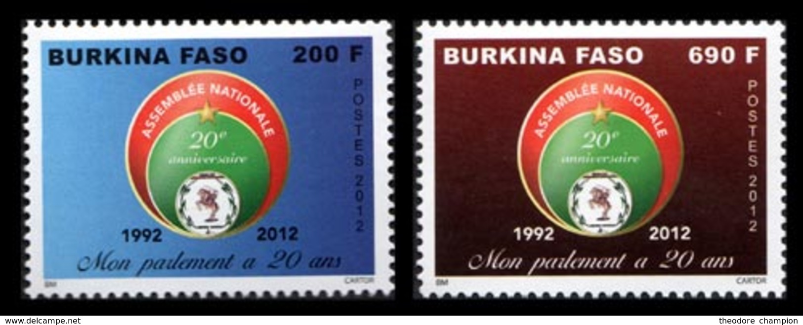 BURKINA FASO 20ann.Parlement Burkinabé 2v 2012 Neuf ** MNH - Burkina Faso (1984-...)