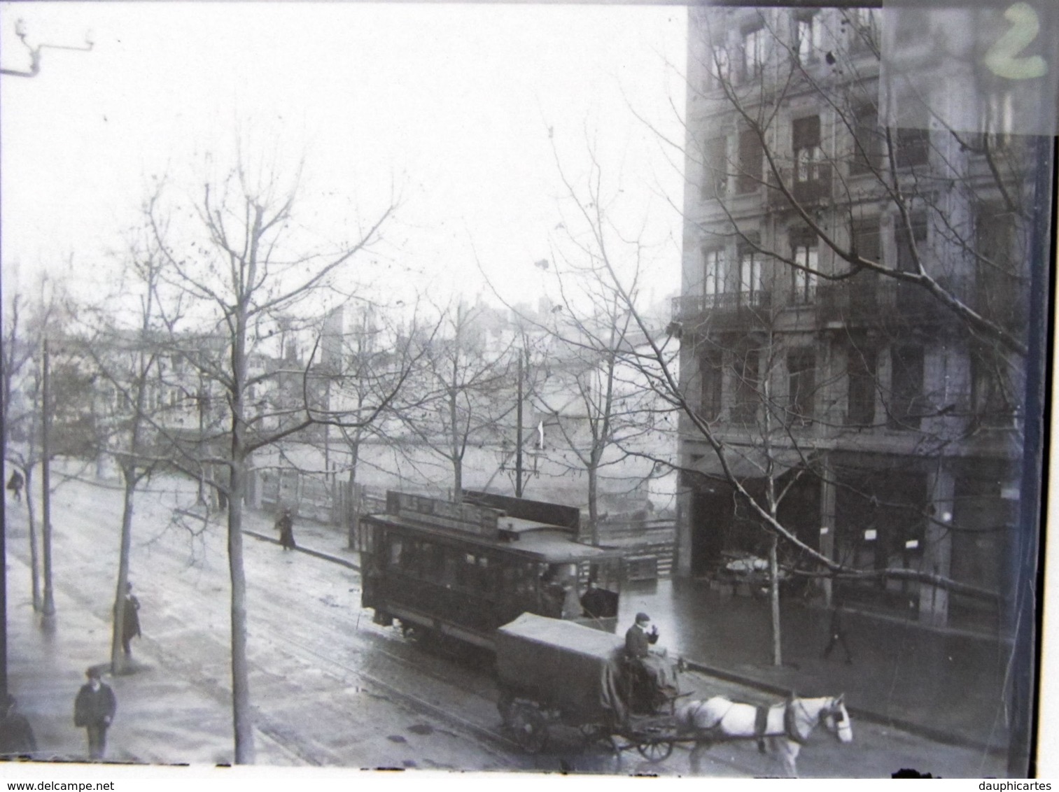 LYON, 1890 : Tramway. Plaque De Verre  Négatif - Plaques De Verre