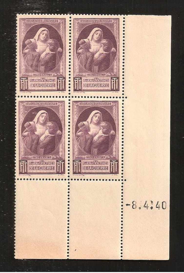 France Coin Daté De La Vignette Qui A Servi à L'émission Du Timbre N°465 NFSCH ** MNH En Parfait état Date 8/4/40 - 1940-1949