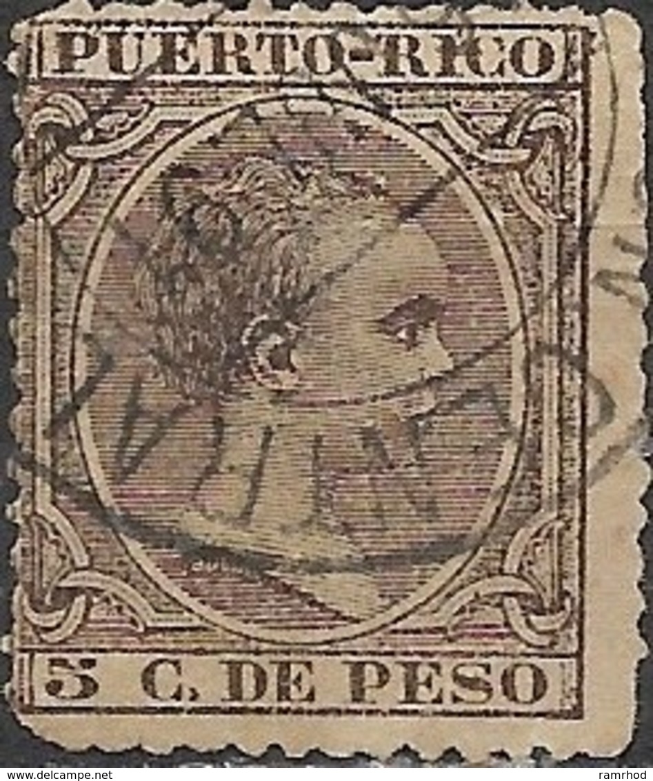 PUERTO RICO 1890 "Baby" - 5c - Purple FU - Puerto Rico