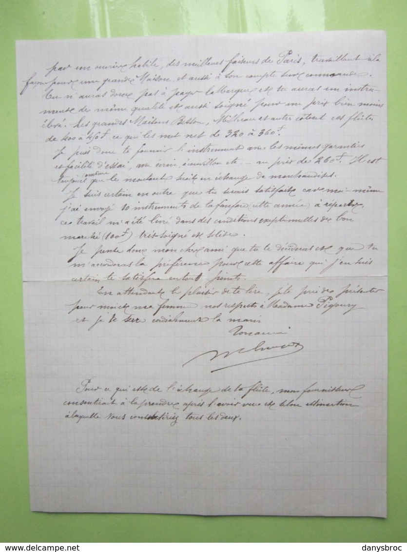 M.GUYOT-BRUERE, Directeur Et Professeur De MUSIQUE à Châteauneuf-Val-de-Bargis (58) Lettre Du 21/10/1897 Signé - Artigianato