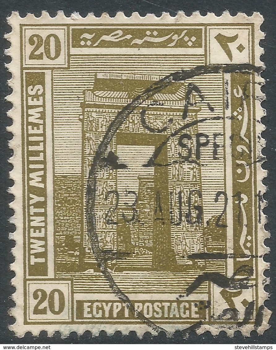 Egypt. 1914 Definitives. 20m Used. Star And Crescent W/M. SG 79 - 1866-1914 Khedivate Of Egypt