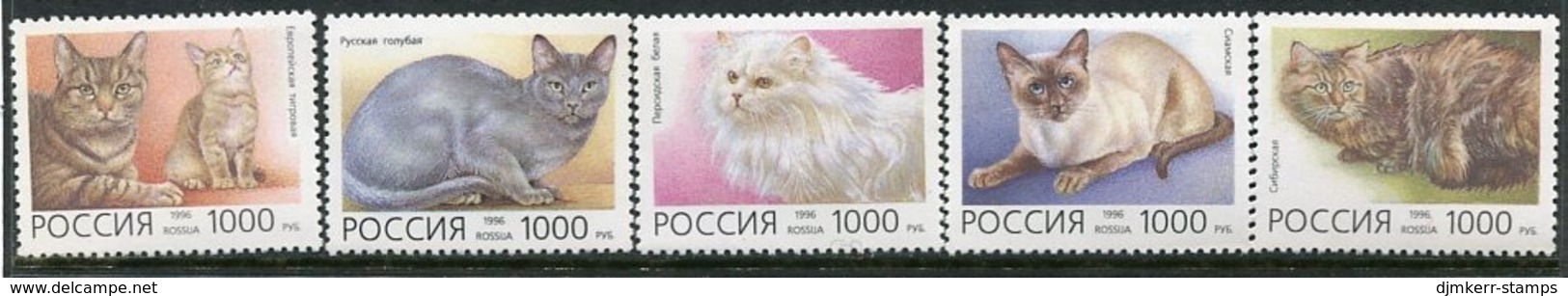 RUSSIA 1996 Cats  MNH / **.  Michel 485-89 - Nuovi