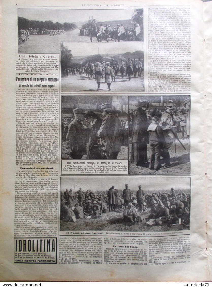 La Domenica Del Corriere 7 Aprile 1918 WW1 Battaglia In Francia Picchioni Fosse - Guerre 1914-18