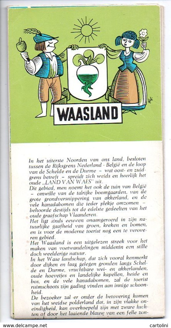 Waasland Brochure Volledig Open 62.50x43 Cm  Kaart  Toeristisch Met Uitleg Jaren 60 Oa Beveren Lokeren Doel Enz Jaren 60 - Dépliants Touristiques