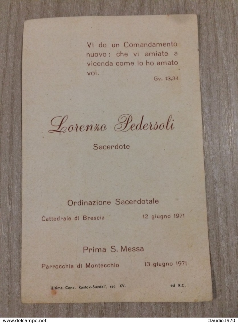 Santino In Ricordo Dell’ordinazione Sacerdotale E Della Prima S. Messa Di L. Pedersoli In Montecchio (bs) - Santini