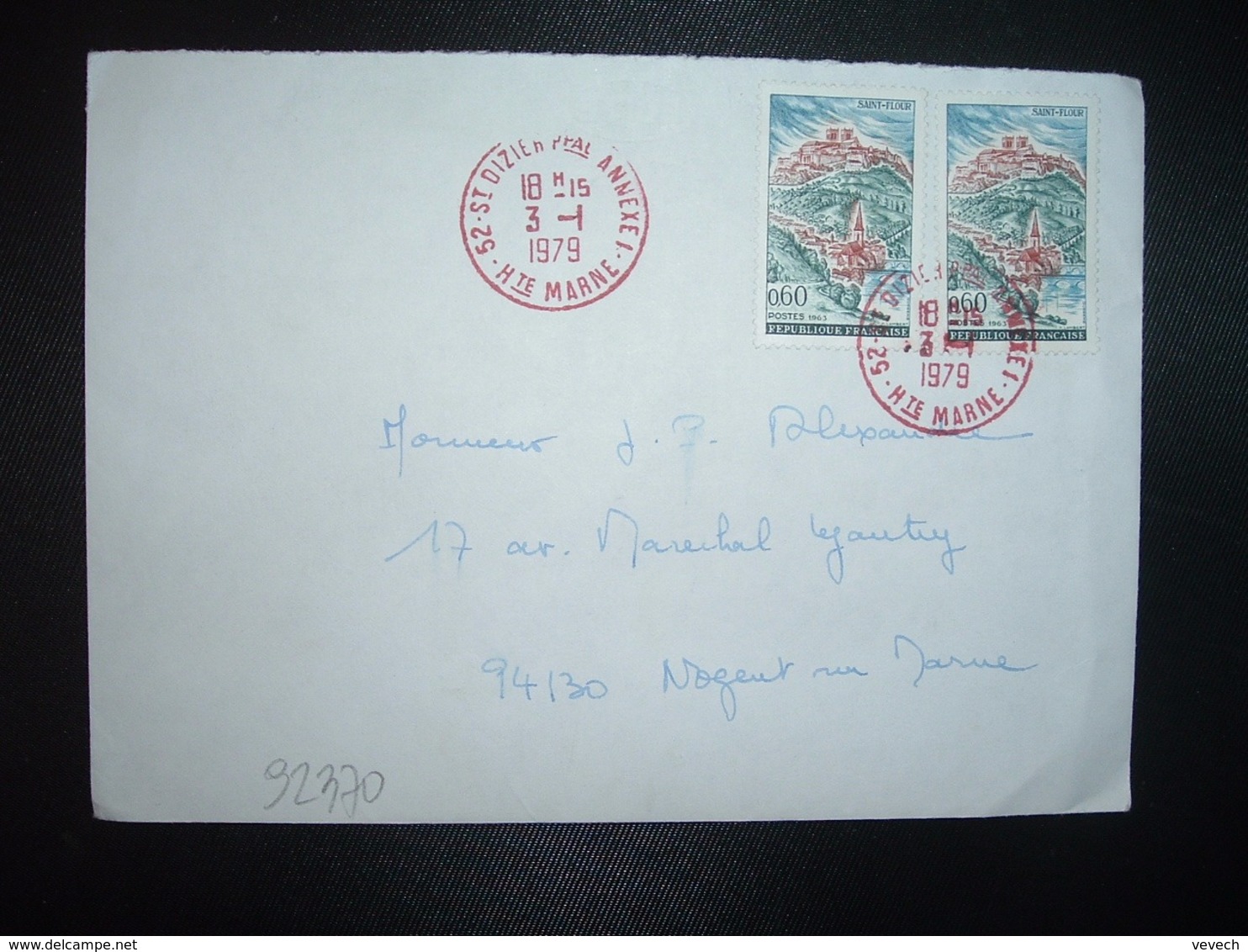 LETTRE TP SAINT FLOUR 0,60 X2 OBL. ROUGE 3-1 1979 52 ST DIZIER PPAL ANNEXE 1 HTE MARNE - 1961-....