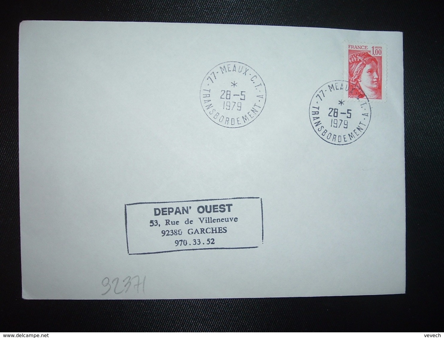 LETTRE TP SABINE 1,00 ROUGE OBL.28-5 1979 77 MEAUX C.T. TRANSBORDEMENT A - 1961-....