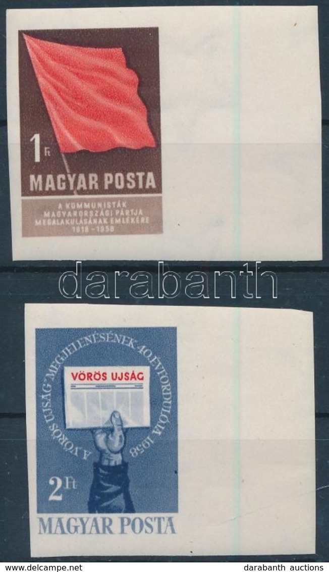 ** 1958 Kommunisták Magyarországi Pártja (I.) ívszéli Vágott Sor (4.000) (törések) - Other & Unclassified