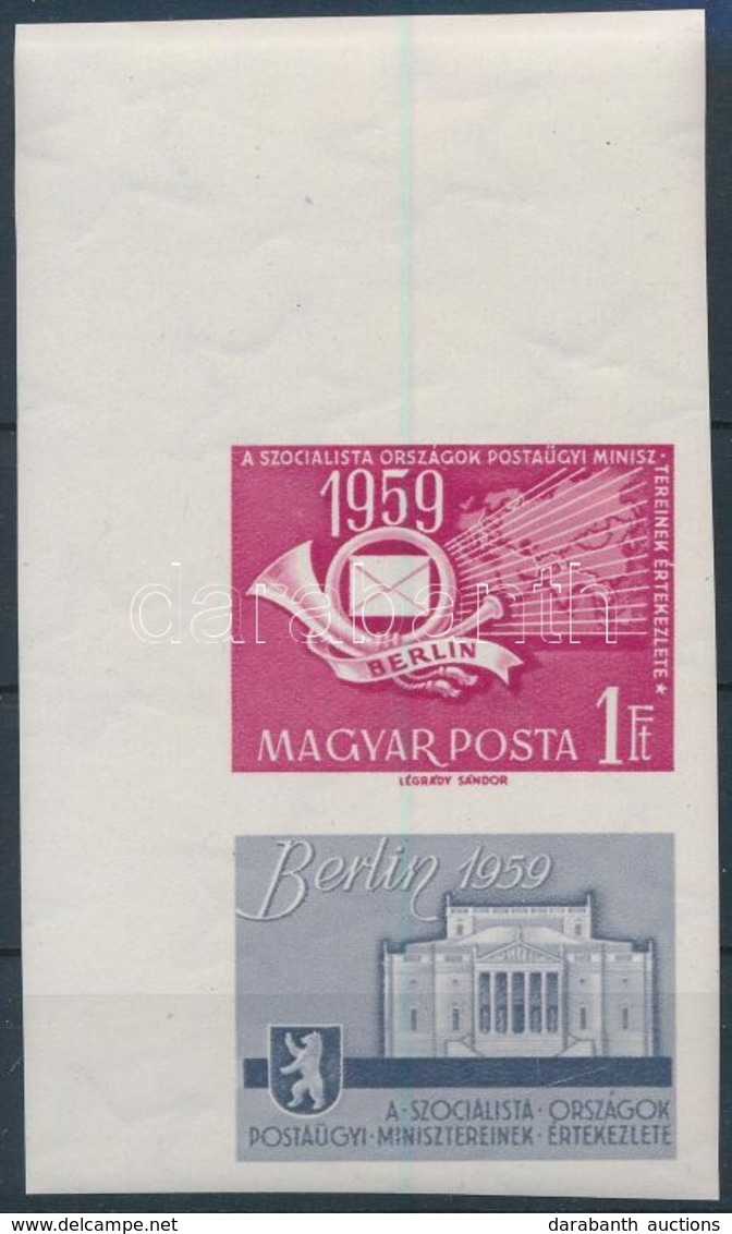 ** 1959 A Szocialista Országok Postaügynökségi Minisztereinek értekezlete (II.) - Berlin ívsarki Vágott Szelvényes Bélye - Other & Unclassified