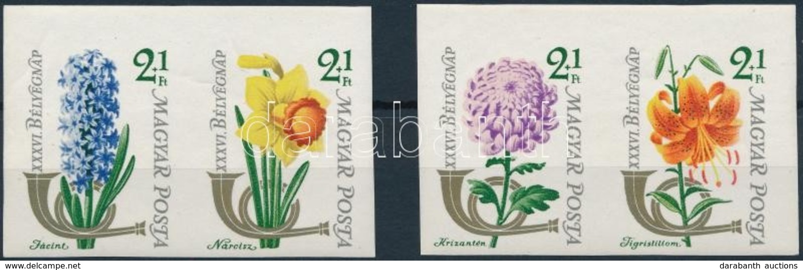 ** 1963 Bélyegnap (36.)  - Virág (IV.) Vágott Sor Párokban (3.500) - Sonstige & Ohne Zuordnung