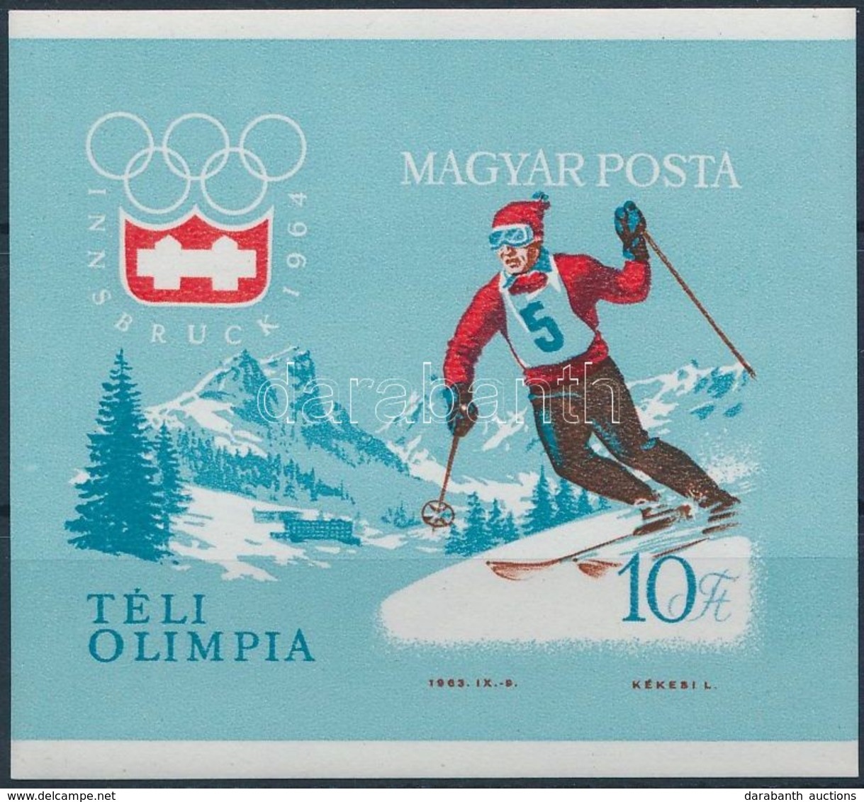 ** 1964 Téli Olimpia (II.) - Innsbruck Vágott Blokk (6.000) - Otros & Sin Clasificación