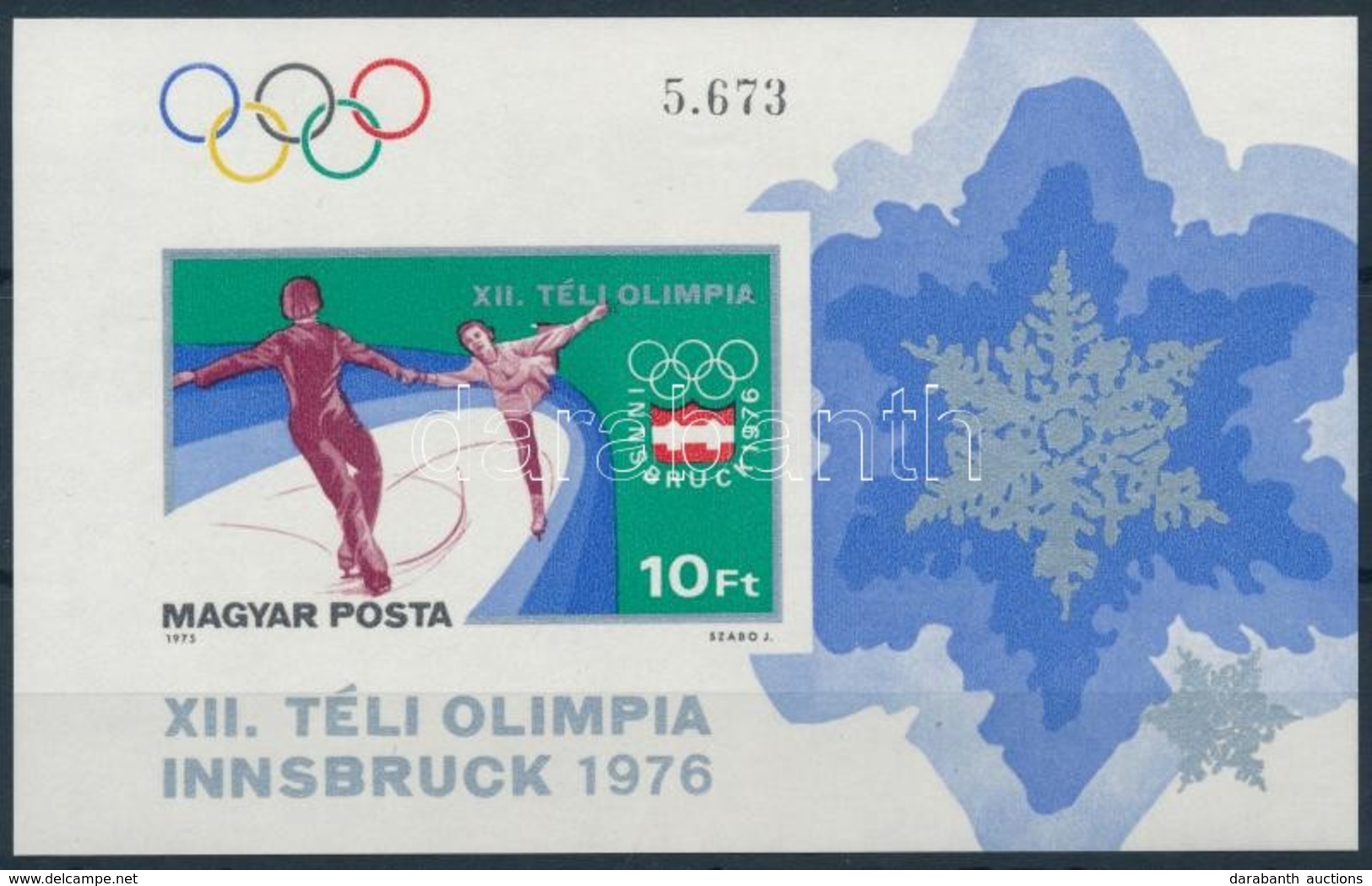 ** 1975 Téli Olimpia (V.) - Innsbruck Vágott Blokk (3.500) - Otros & Sin Clasificación