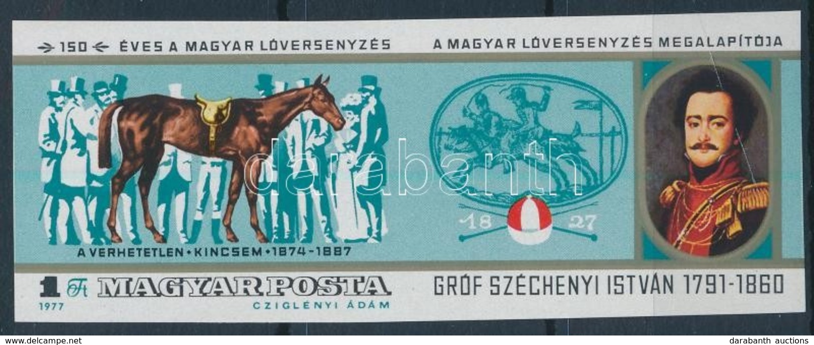 ** 1977 150 éves A Magyar Lóversenyzés Vágott Bélyeg (3.500) - Other & Unclassified