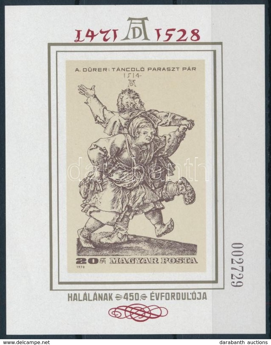 ** 1979 Festmény (XVIII.9 - Albrecht Dürer Vágott Blokk (7.000) - Otros & Sin Clasificación