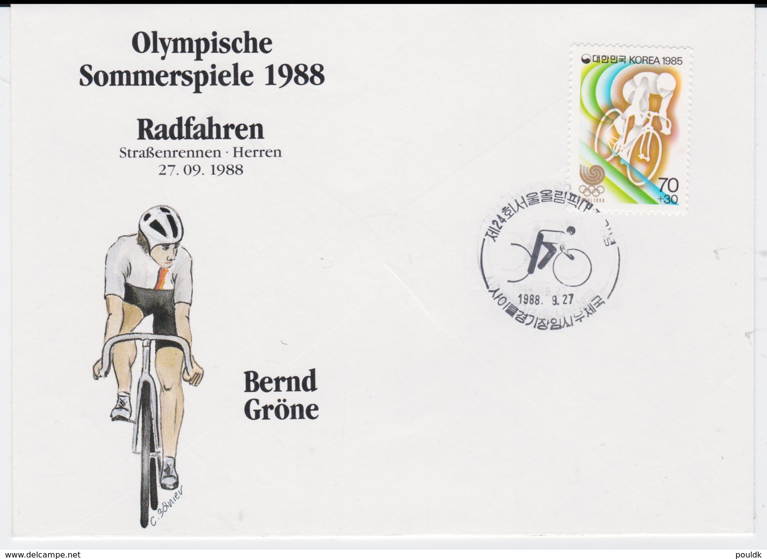 Korea Cover 1988 Seoul Olympic Games - Radfahen Bernd Gröne (G105-38) - Sommer 1988: Seoul