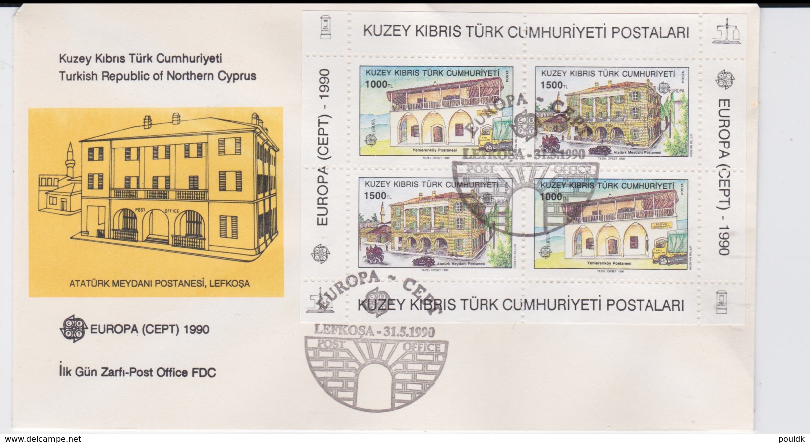 Turkish Cyprus FDC Souvenir Sheet 1990 Europa CEPT   (G105-37) - 1990