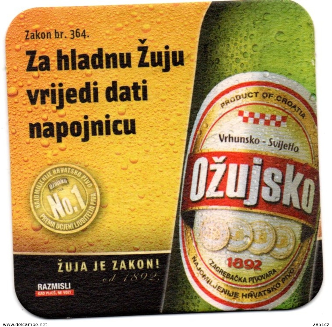 Beer Mats - Ožujsko Beer (Ožujsko Pivo, Zakon Br. 364 - Za Hladnu Žuju Vrijedi Dati Napojnicu), Croatia - Bierviltjes