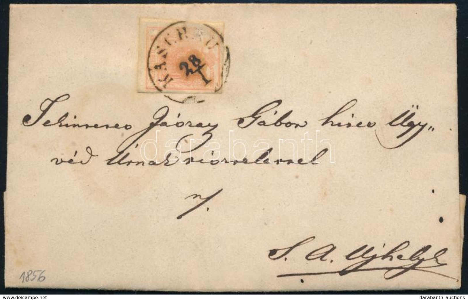 1856 3kr MP III. Levélen 'KASCHAU' - 'S.A. ÚJHELY' - Sonstige & Ohne Zuordnung