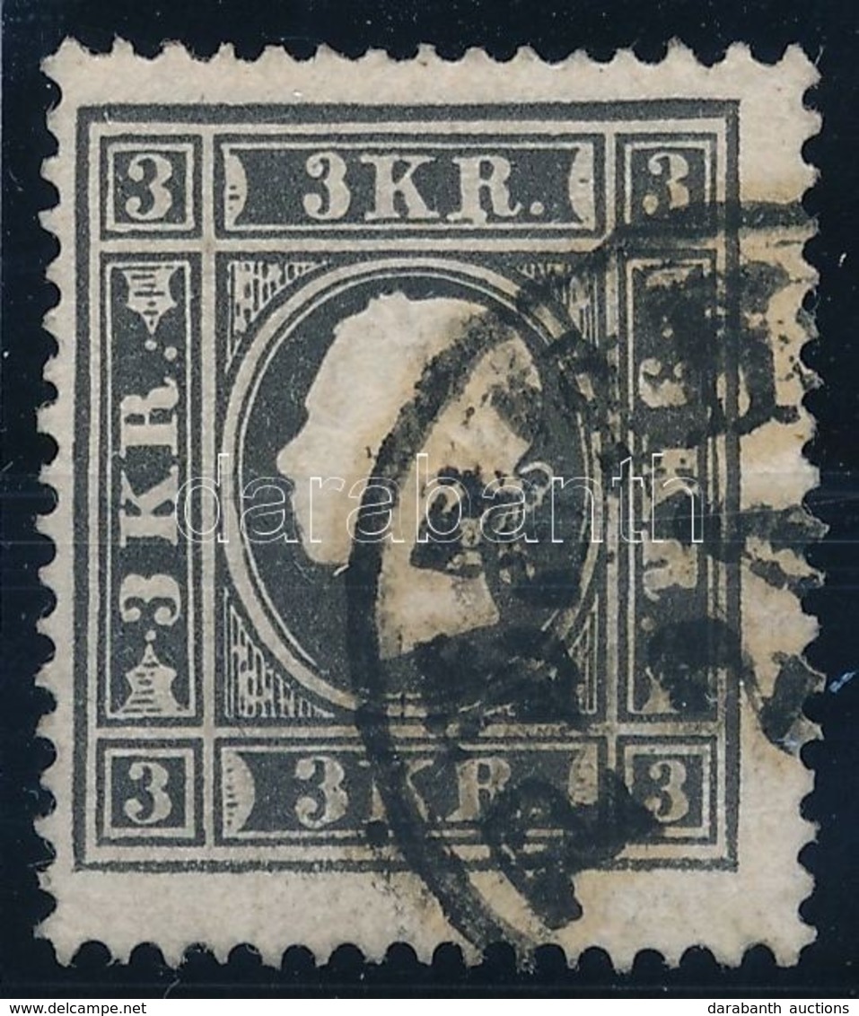 O 1858 3kr I. Tipus Fekete 'PESTH' Certificate: Strakosch - Otros & Sin Clasificación