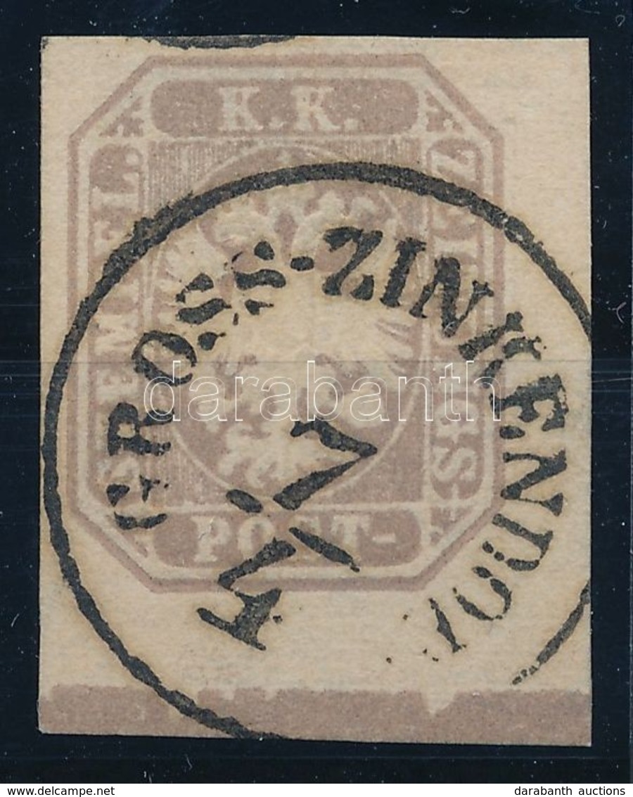 O 1863 Hírlapbélyeg Szürkésibolya Alul ívszéllel és Szegélyléclenyomattal 'GROSS-ZINKENDORF' Certificate: Strakosch - Sonstige & Ohne Zuordnung