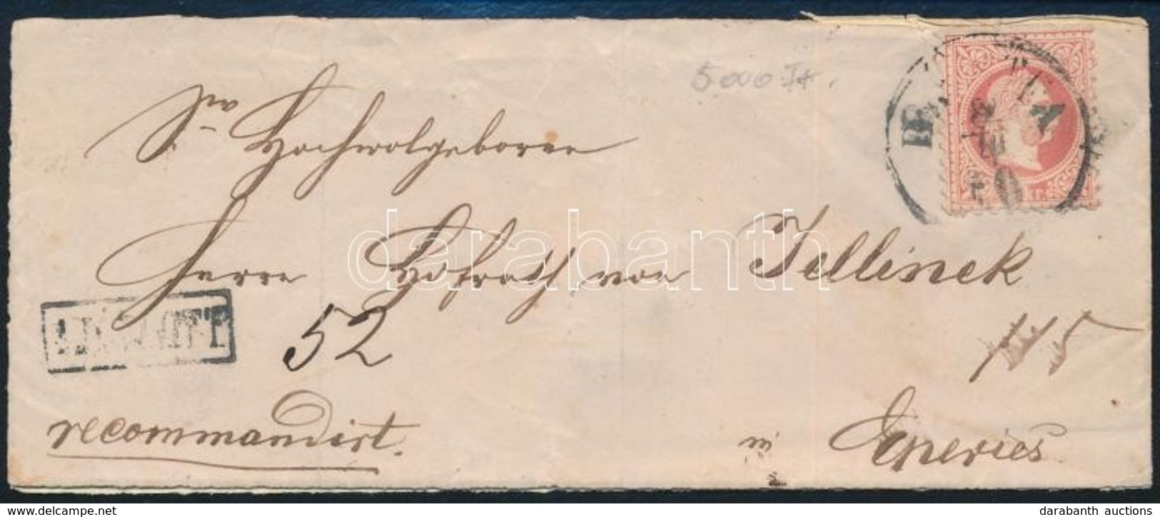 1870 5kr és 10kr Ajánlott Levélen / On Registered Cover 'B(ÁR)TFA' - Eperies - Otros & Sin Clasificación