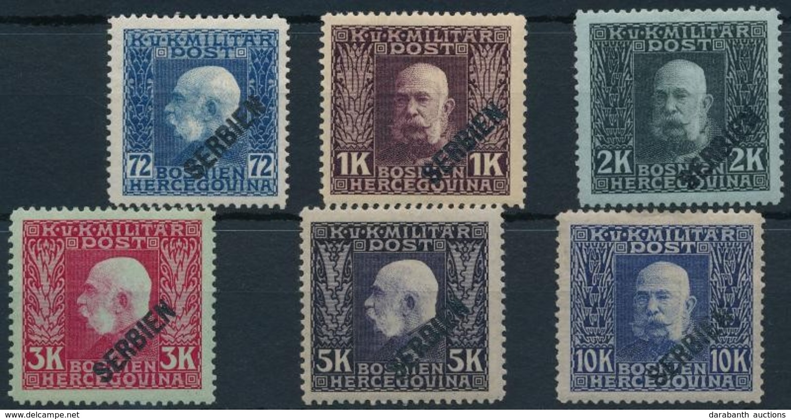 * Szerbia Részére 1916 Forgalmi átlós Felülnyomással 72h, 1K, 2K, 3K, 5K, 10K (**22.800) - Other & Unclassified