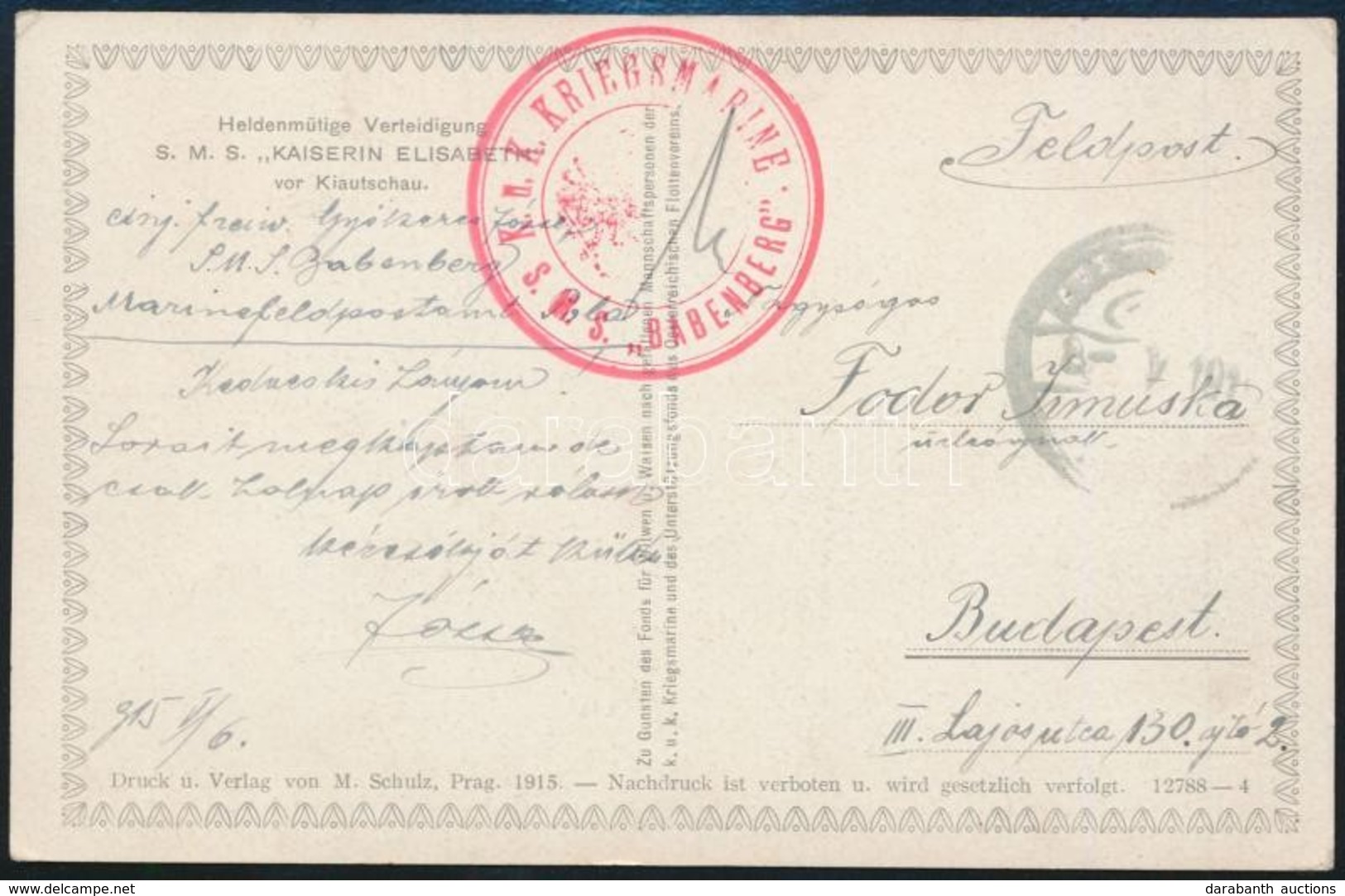 1915 Képeslap / Postcard 'K.u.k. KRIEGSMARINE S.M.S. BABENBERG' - Other & Unclassified