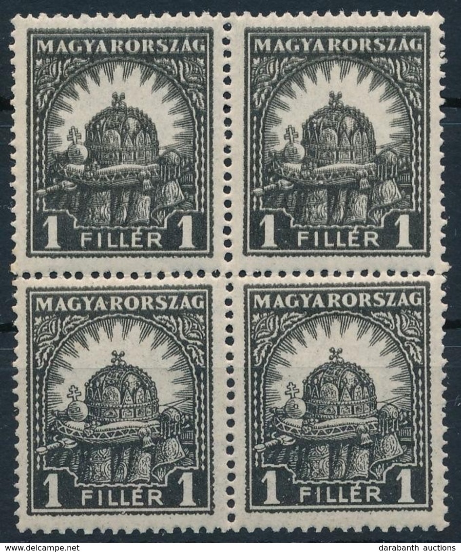 ** 1926 Pengő-fillér 1f Négyestömb, A 3. Bélyegen Az 'A' és 'R' Között Pont - Otros & Sin Clasificación