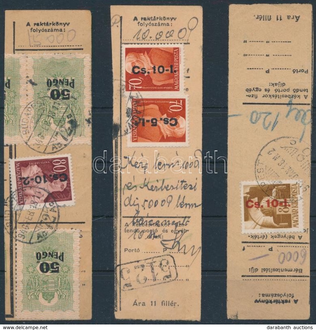 1946 3db Inflációs Csomagszállító Szelvény, Közte Cs. 10-I/80f - Other & Unclassified