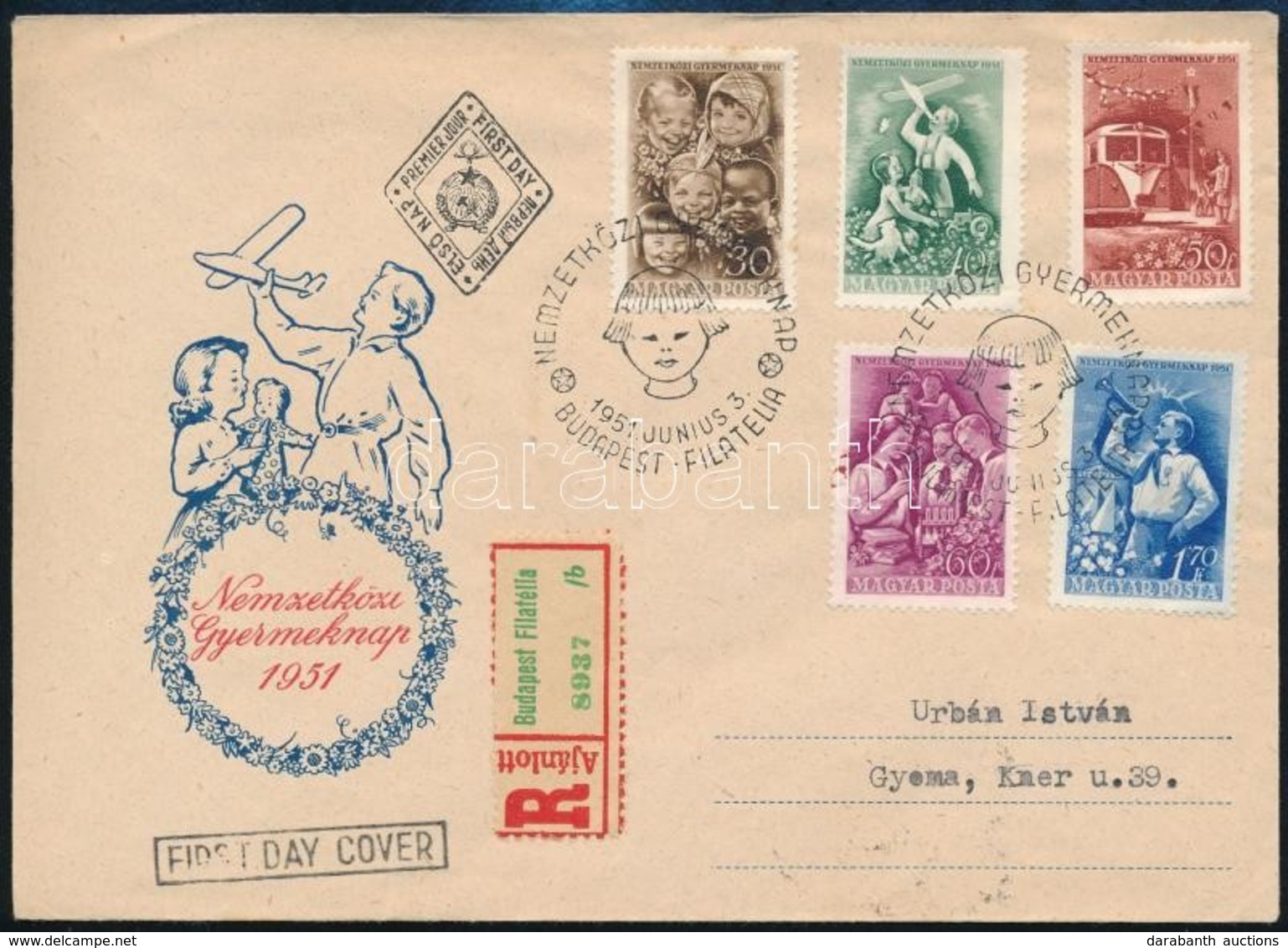 1951 Gyermek (II.) Sor Ajánlott FDC-n - Other & Unclassified