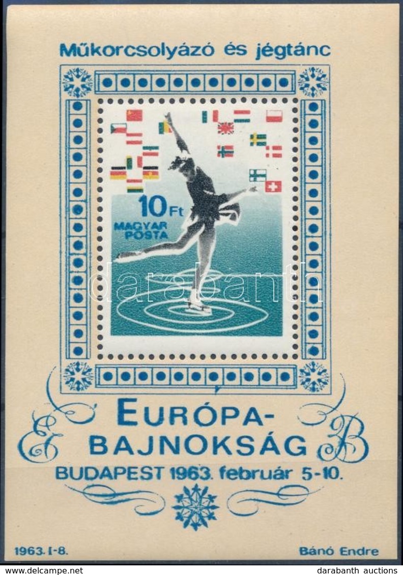** 1963 Műkorcsolyázó és Jégtánc Európa-Bajnokság Vágott Blokk 'nyílhegy' Tévnyomat - Sonstige & Ohne Zuordnung