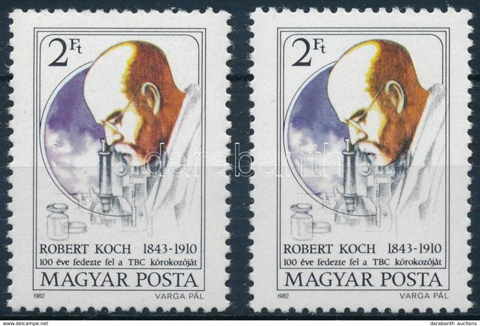 ** 1982 Robert Koch 2 Db Bélyeg Erős Színeltéréssel - Otros & Sin Clasificación